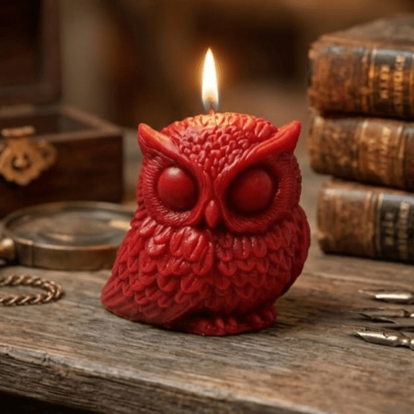 crimson owl floral scented candle(red)