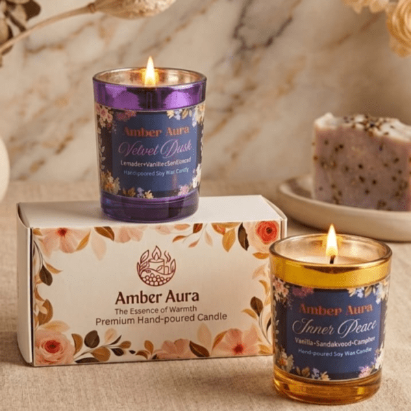 premium fragrance candles by amberaura – pack of 2